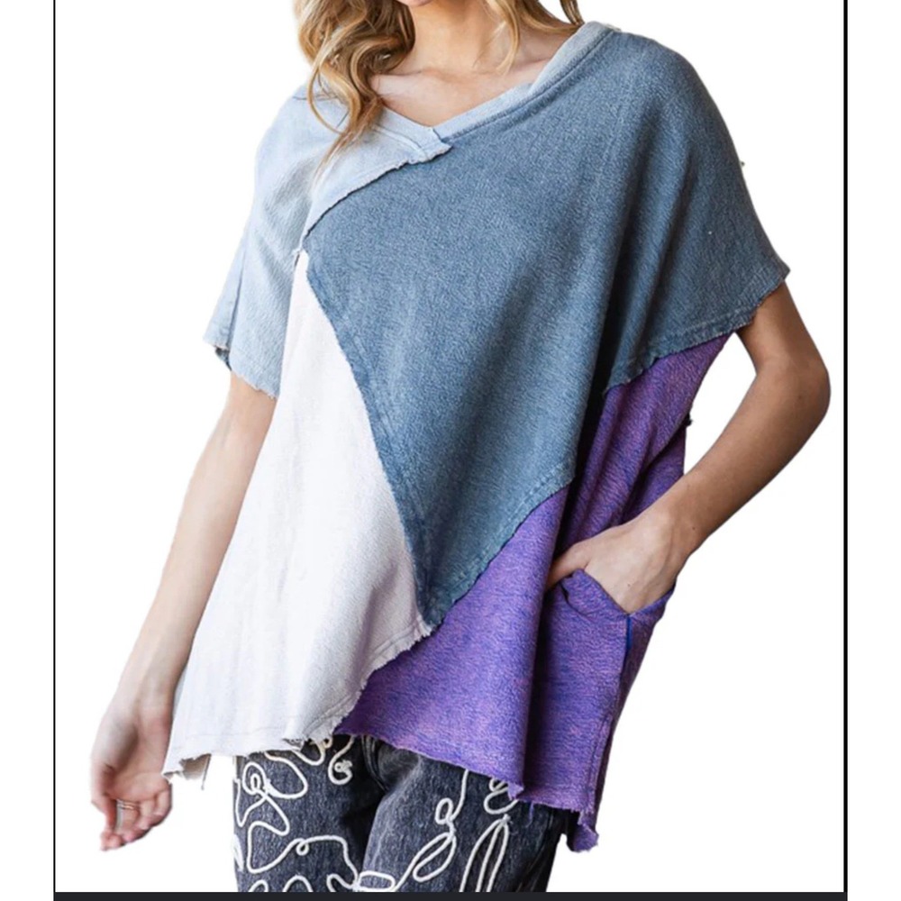Oli & Hali Womens Abstract Colorblock Tunic Top